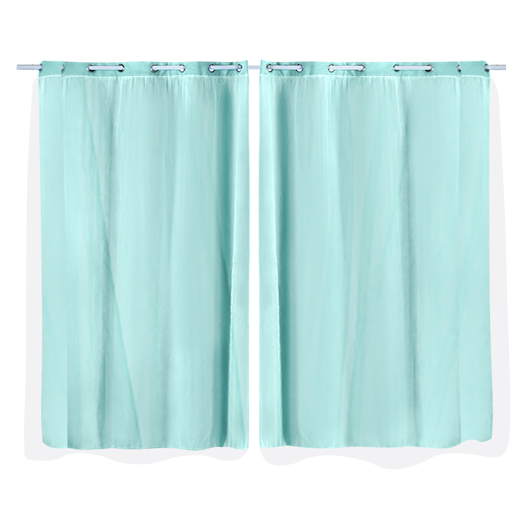 2x Blockout Curtains Panels 3 Layers with Gauze Room Darkening 140x213cm Aqua