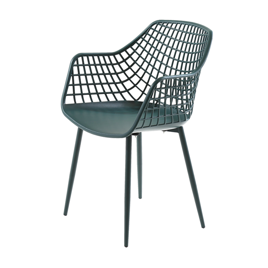 Levede Dining Chairs Barstool Barstools Metal Kitchen Stool Outdoor Green x2