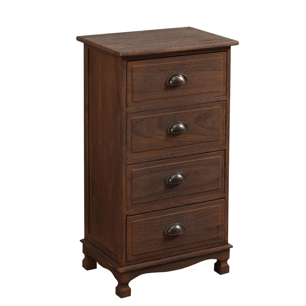 Levede Bedside Tables 4 Drawers Wood Vintage Storage Cabinet Bedroom Furniture