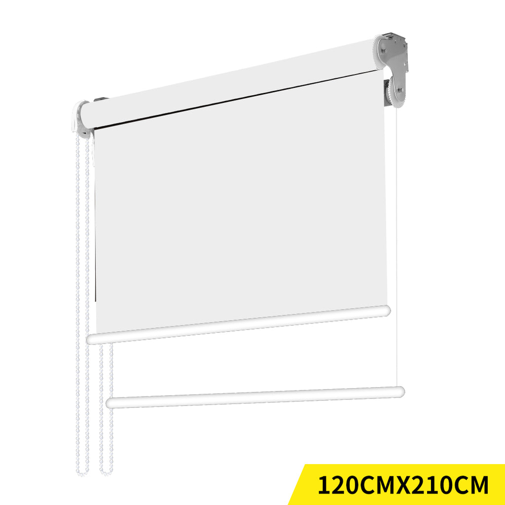 Modern Day/Night Double Roller Blinds Commercial Quality 120x210cm White White