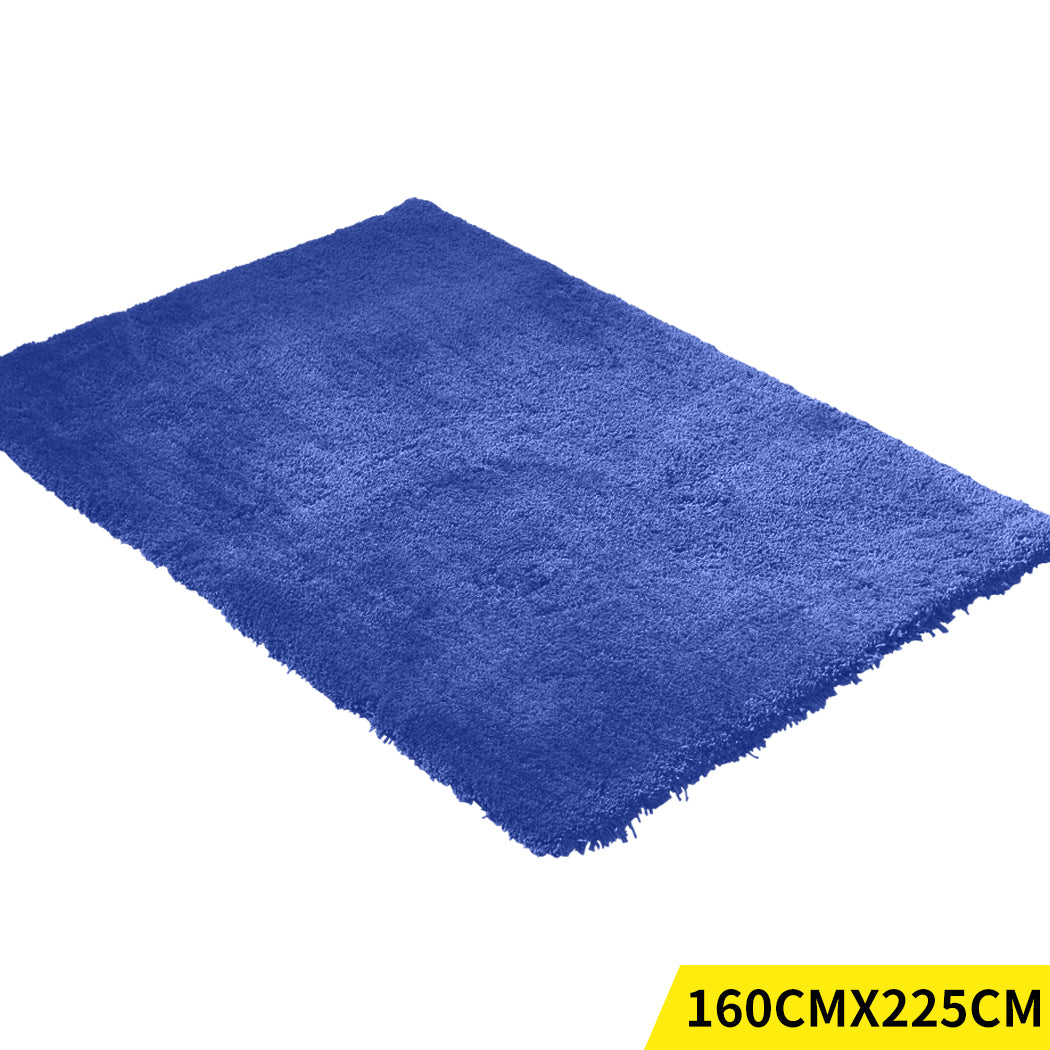 Ultra Soft Anti Slip Rectangle Plush Shaggy Floor Rug Carpet in Blue 160x225cm