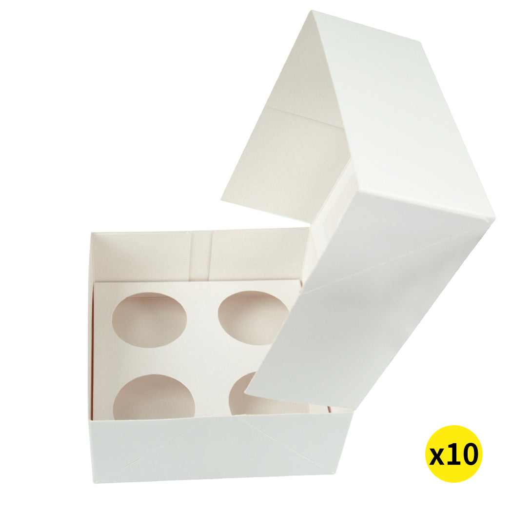 10 Pcs 4 Holes Cupcake Boxes Cupe Cake Box Window Face Cover and Inserts