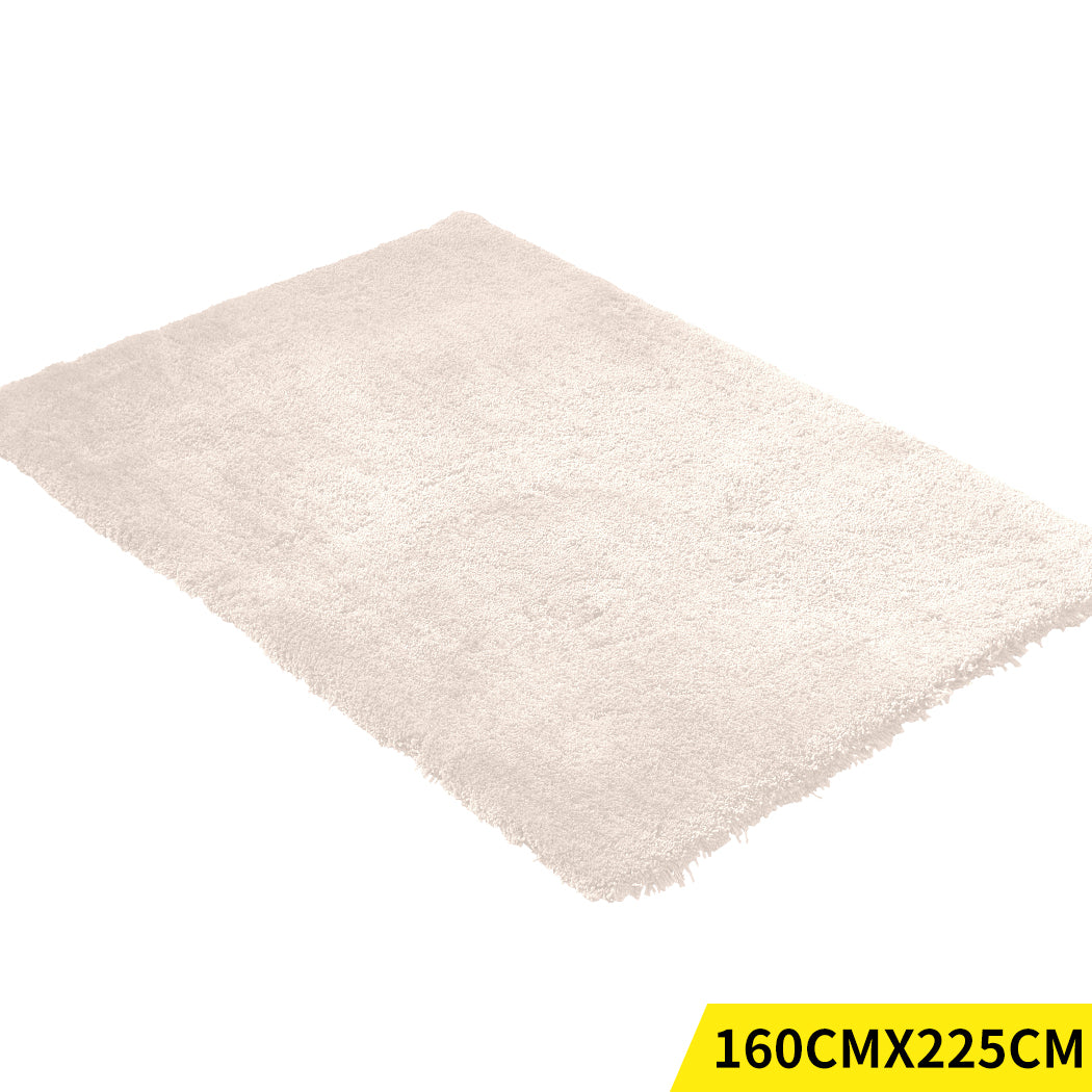 Ultra Soft Anti Slip Rectangle Plush Shaggy Floor Rug in Beige Colour 160x225cm