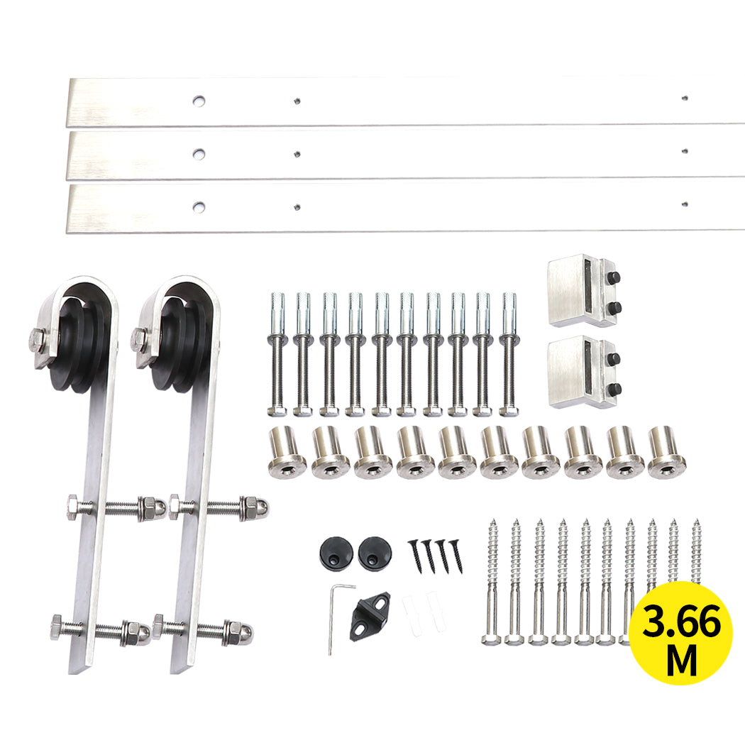 3.66M Antique Classic Style Single Sliding Barn Door Hardware Track Roller Kit