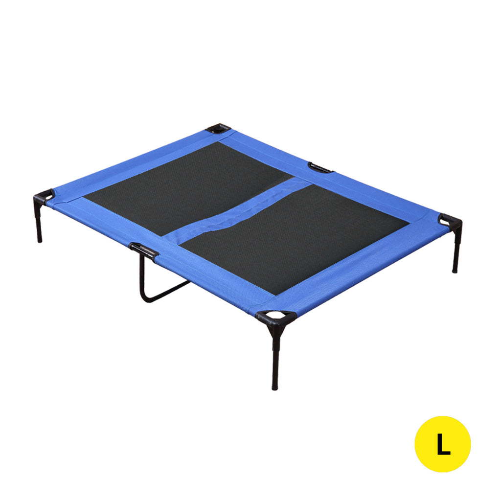 PaWz Heavy Duty Pet Bed Trampoline Dog Puppy Cat Hammock Mesh  Canvas L Blue