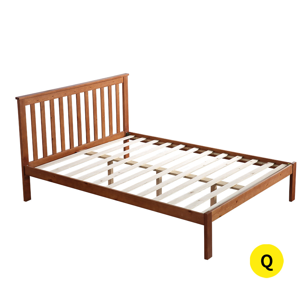 Levede Premium Pine Wood Kids Children Bed Frame Mattress Platform Queen Size
