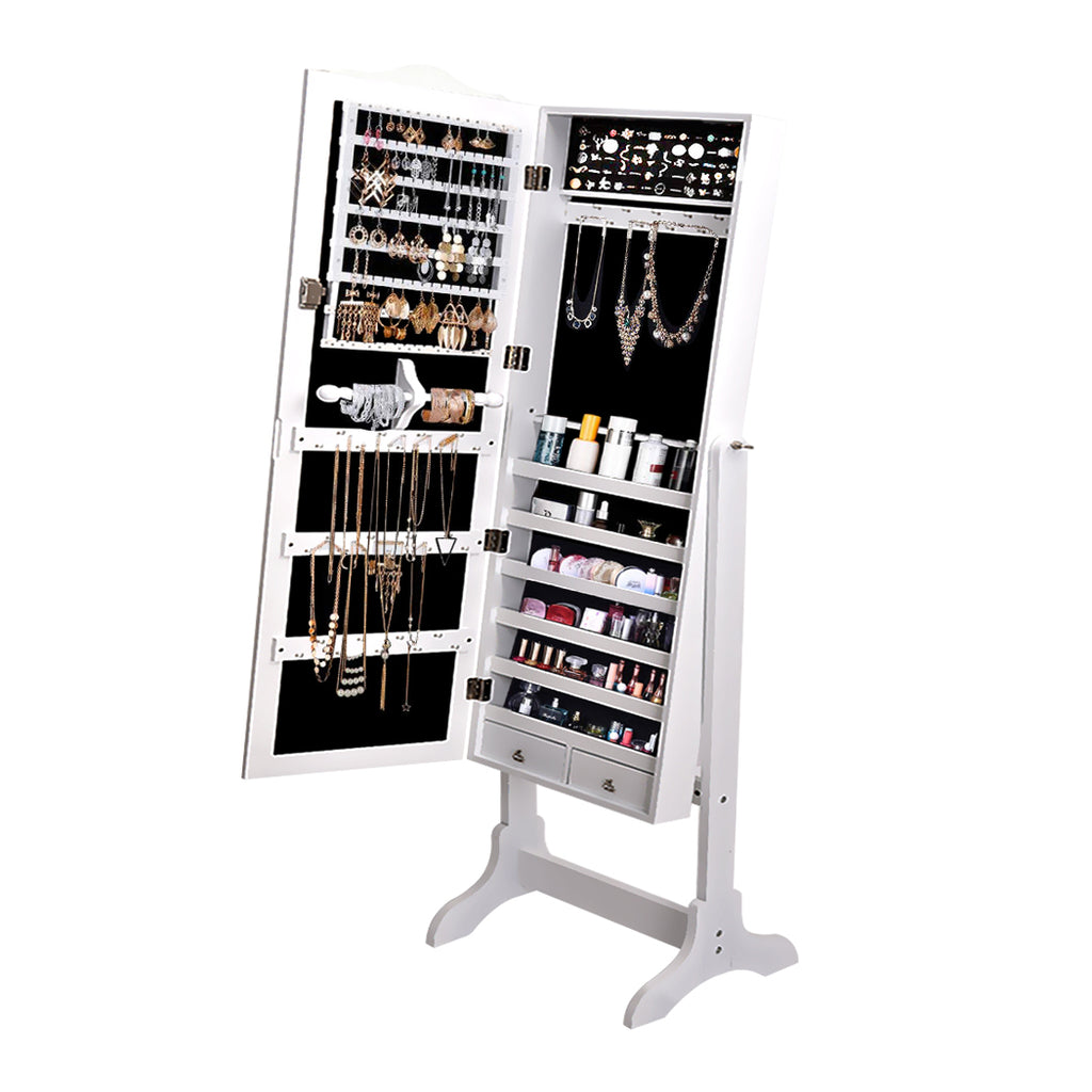 Levede Dual Use Mirrored Jewellery Dressing Cabinet in White Colour