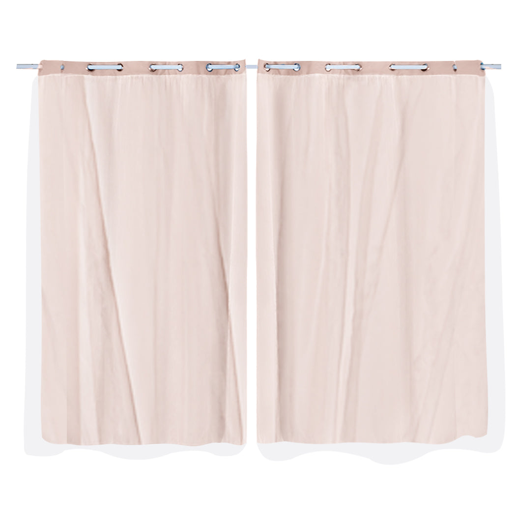 2x Blockout Curtains Panels 3 Layers with Gauze Room Darkening 140x213cm Rose