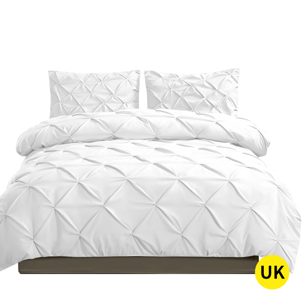 DreamZ Diamond Pintuck Duvet Cover Pillow Case Set in UK Size in White