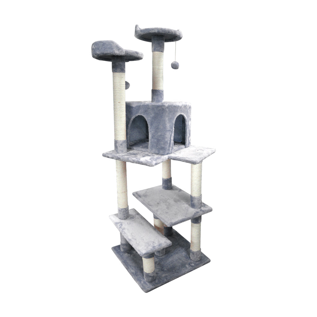 PaWz 1.7M Cat Scratching Post Tree Gym House Condo Furniture Scratcher Wood Grey
