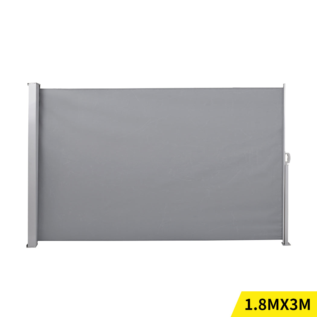 1.8x3M Retractable Side Awning Shade Home Patio Garden Terrace Screen Charcoal