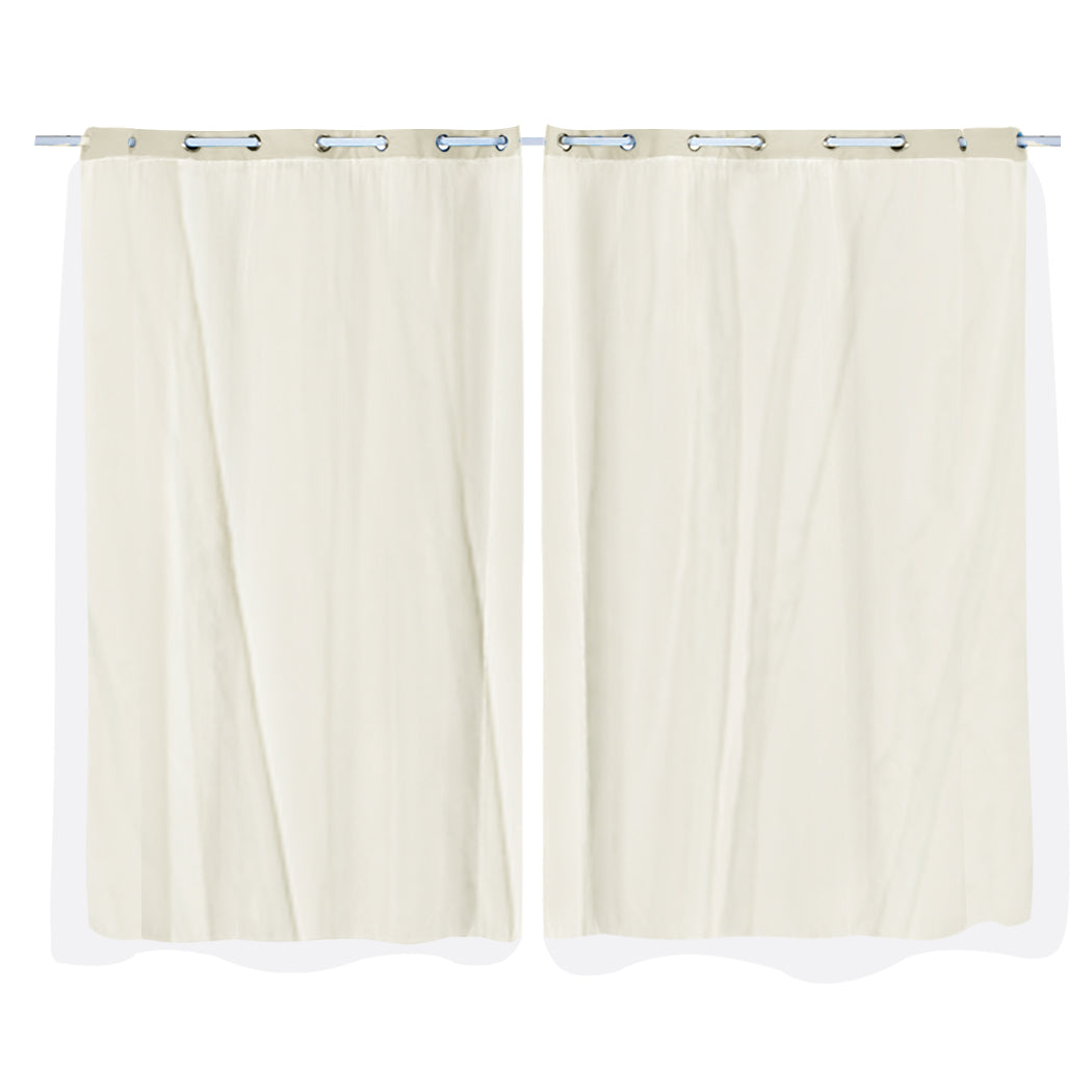 2x Blockout Curtains Panels 3 Layers with Gauze Room Darkening 140x213cm Sand