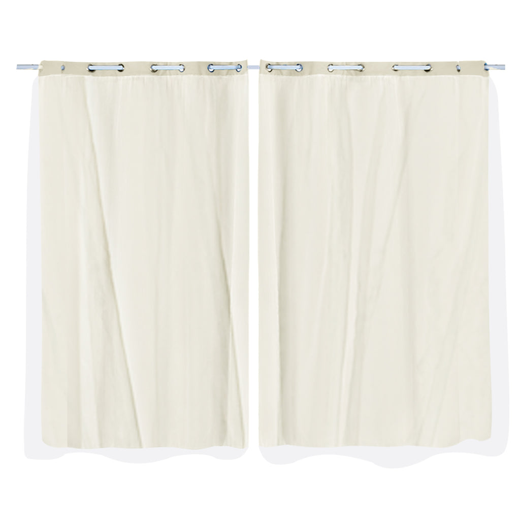 2x Blockout Curtains Panels 3 Layers with Gauze Room Darkening 140x213cm Sand