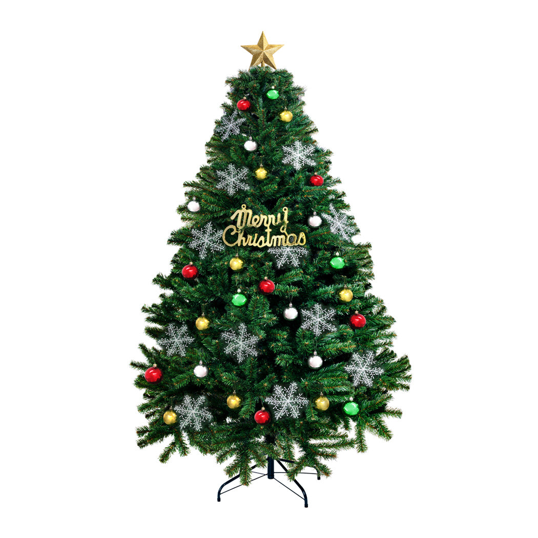 Christmas Tree Kit Xmas Decorations Colorful Plastic Ball Baubles with LED Light 1.8M Type2