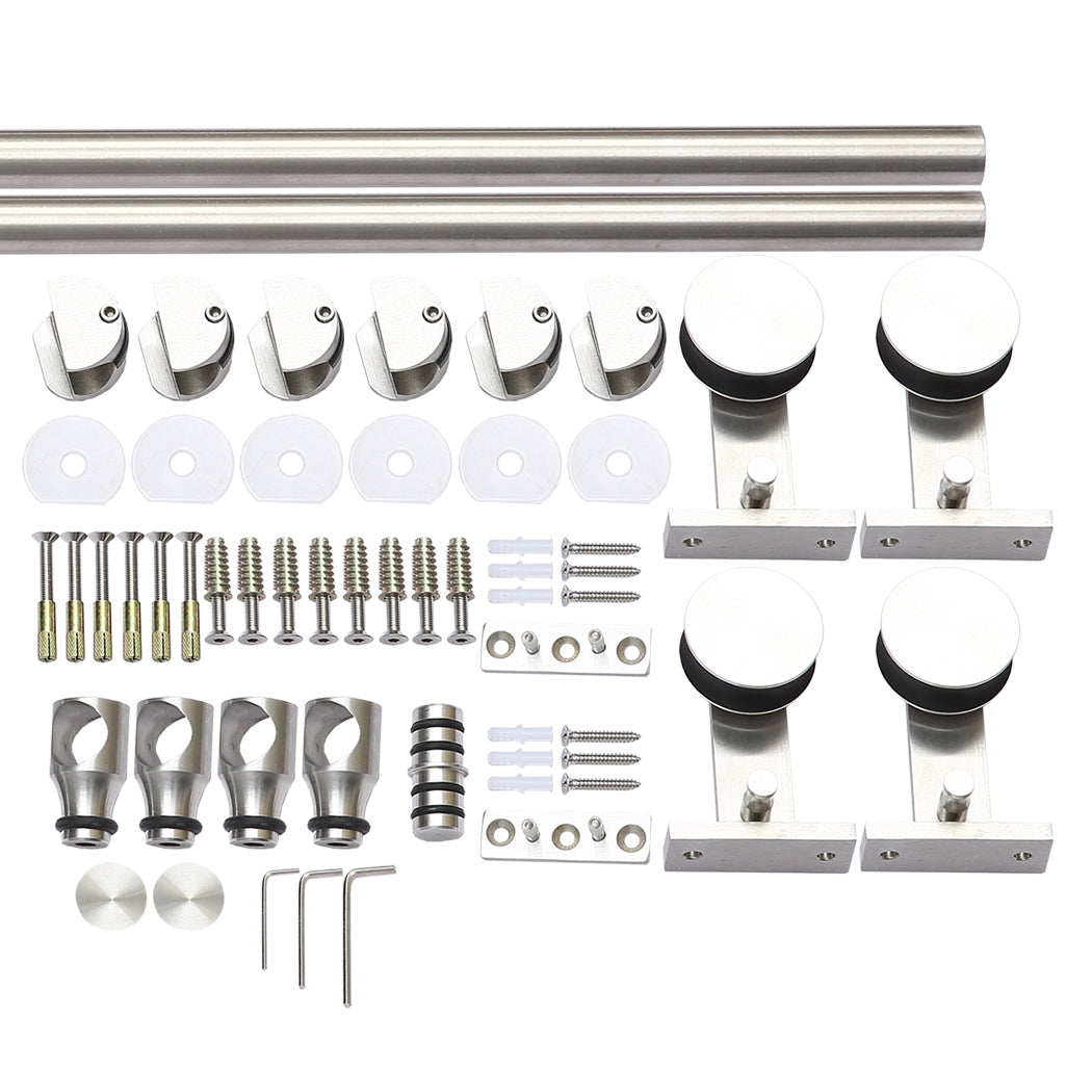 3M Antique Classic Style Double Sliding Barn Door Hardware Track Roller Kit