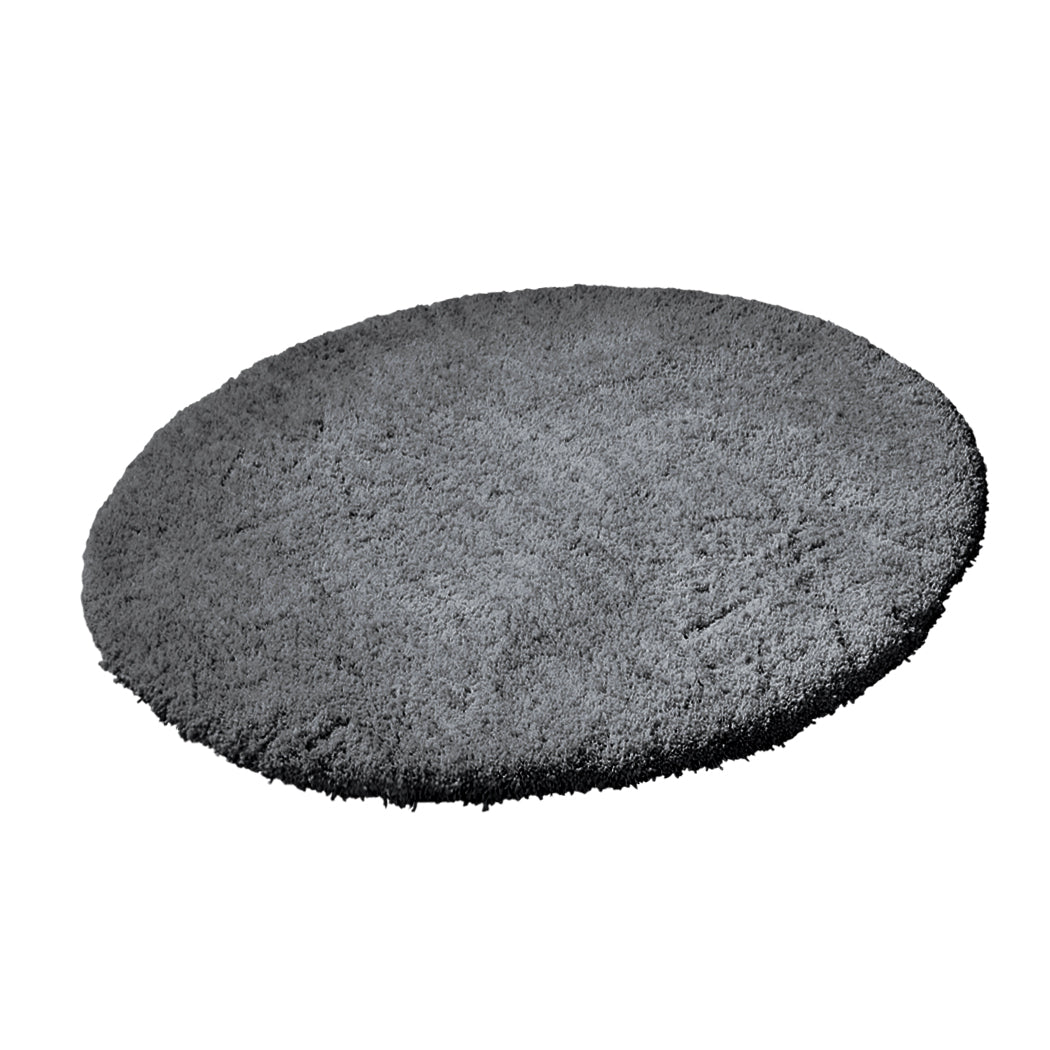 Ultra Soft Anti Slip Round Plush Shaggy Floor Rug Carpet 120cm Diameter Charcoal