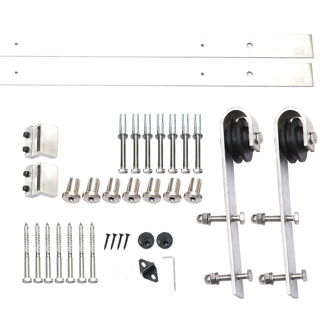 2.44M Antique Classic Style Single Sliding Barn Door Hardware Track Roller Kit