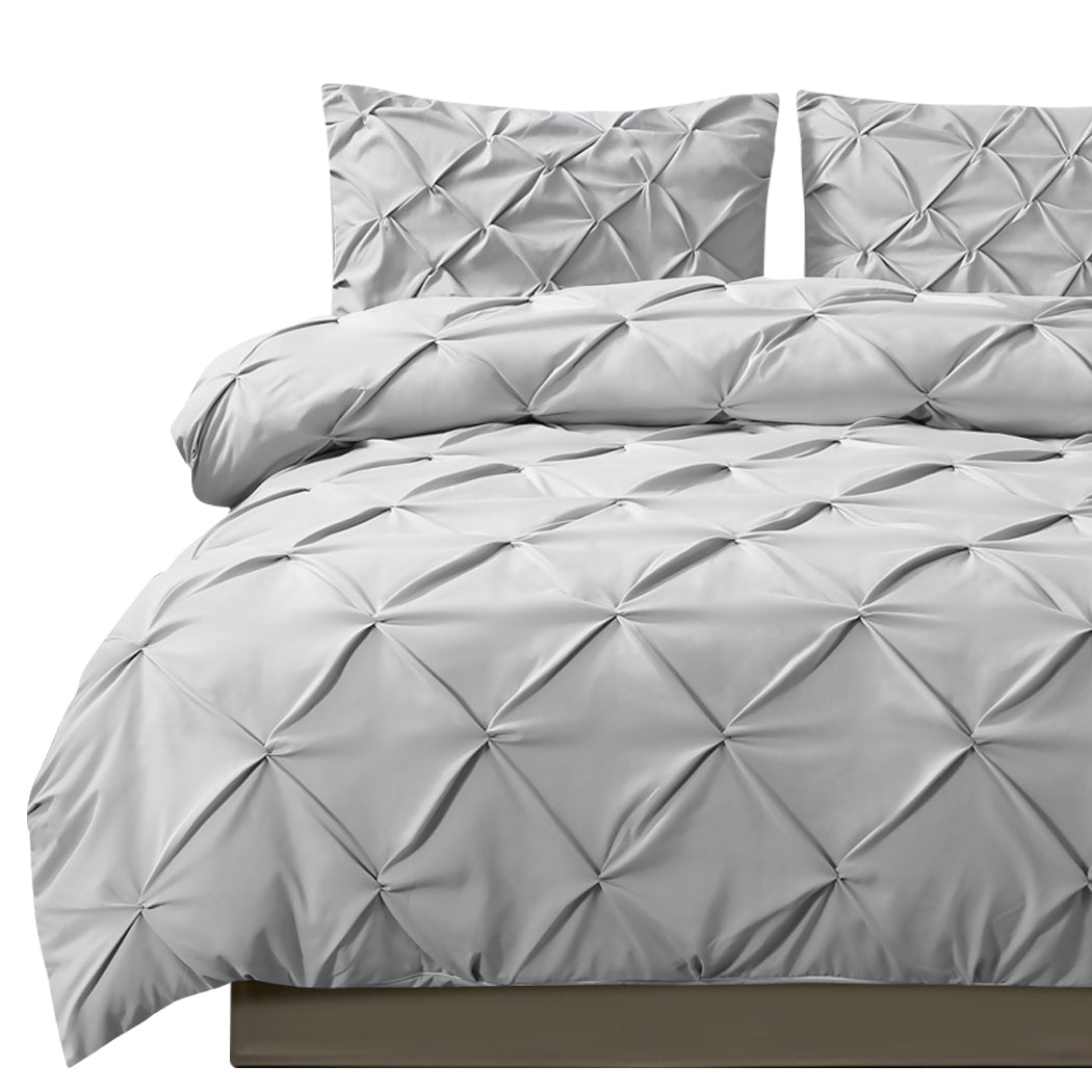 DreamZ Diamond Pintuck Duvet Cover and Pillow Case Set in UQ Size in Grey Colour