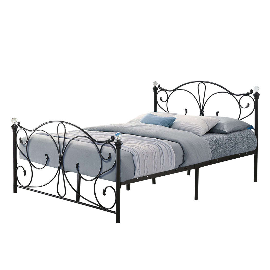 Levede Metal Bed Frame Ironline Bedroom Mattress Base King Single Size Black