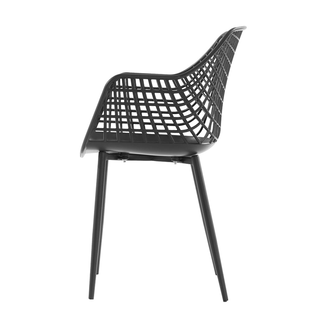 Levede Dining Chairs Barstool Barstools Metal Kitchen Stool Outdoor Black x2