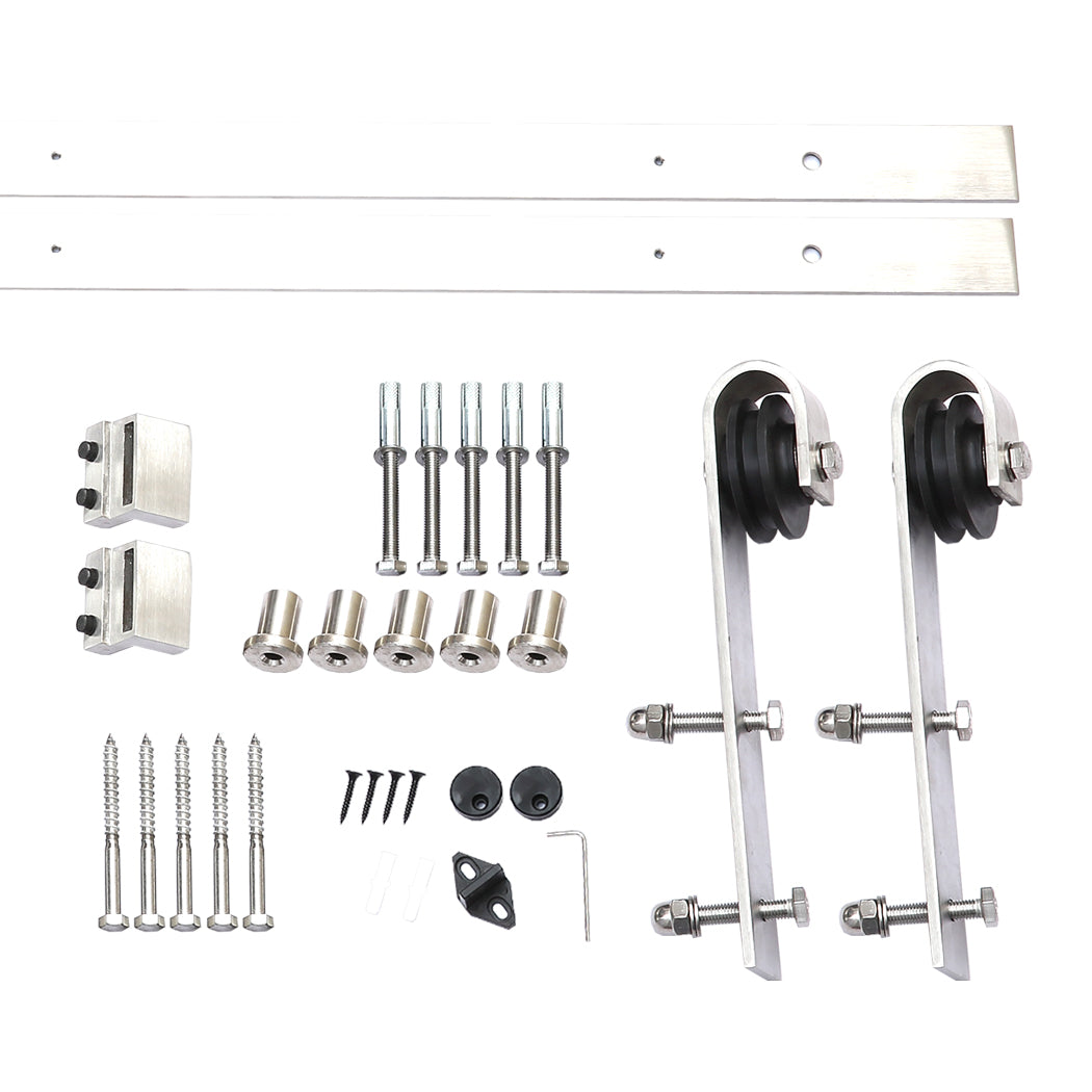 2M Antique Classic Style Single Sliding Barn Door Hardware Track Roller Kit