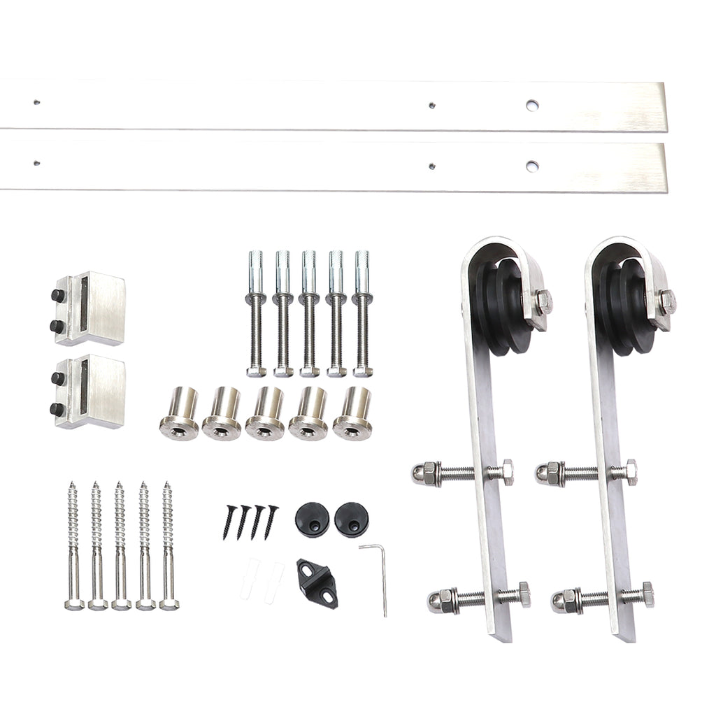 2M Antique Classic Style Single Sliding Barn Door Hardware Track Roller Kit