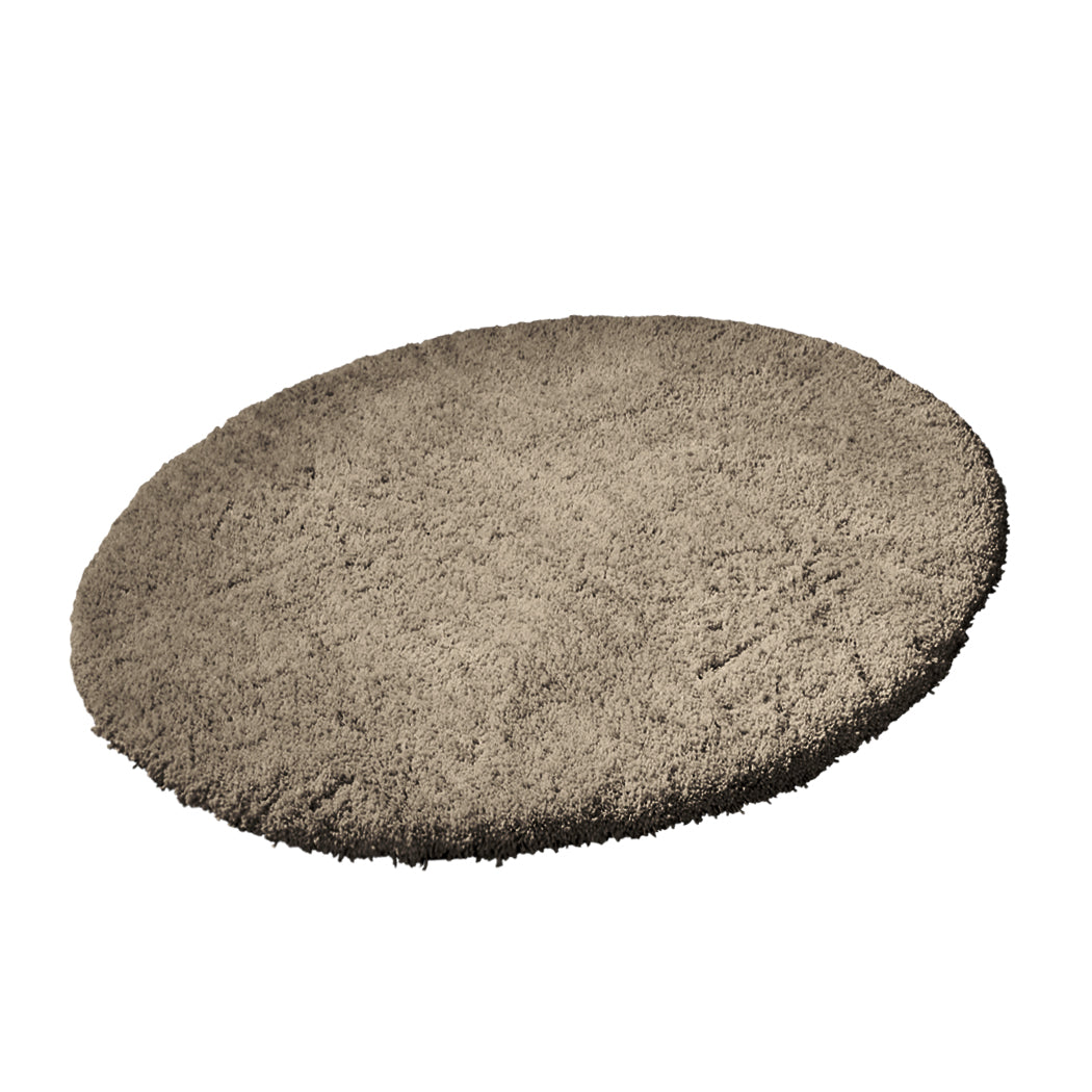 Ultra Soft Anti Slip Round Plush Shaggy Floor Rug Carpet 120cm Diameter Taupe