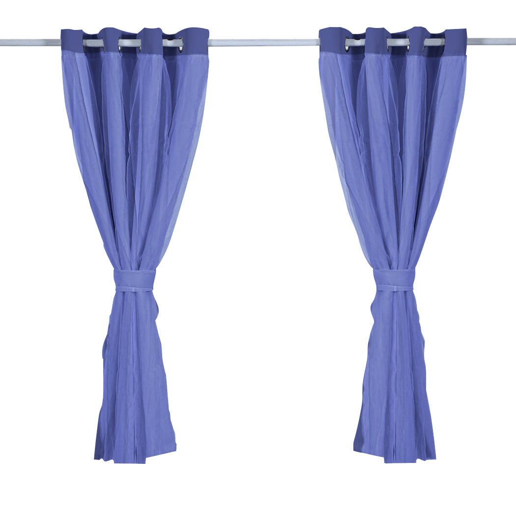 2x Blockout Curtains Panels 3 Layers with Gauze Room Darkening 140x213cm Navy