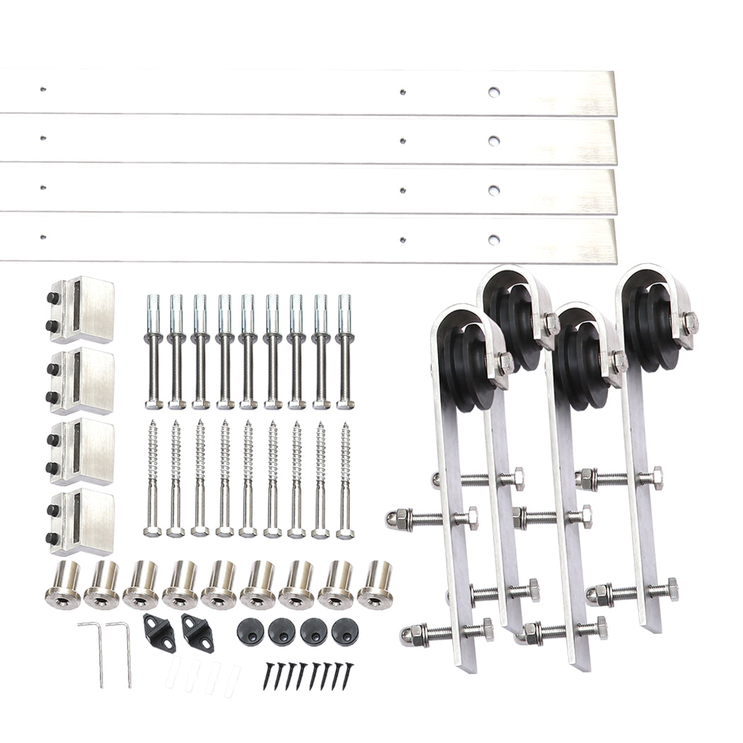 4M Antique Classic Style Double Sliding Barn Door Hardware Track Roller Kit