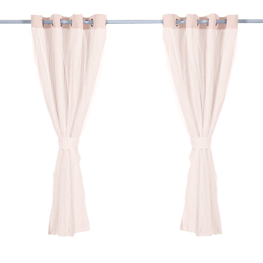 2x Blockout Curtains Panels 3 Layers with Gauze Room Darkening 140x213cm Rose