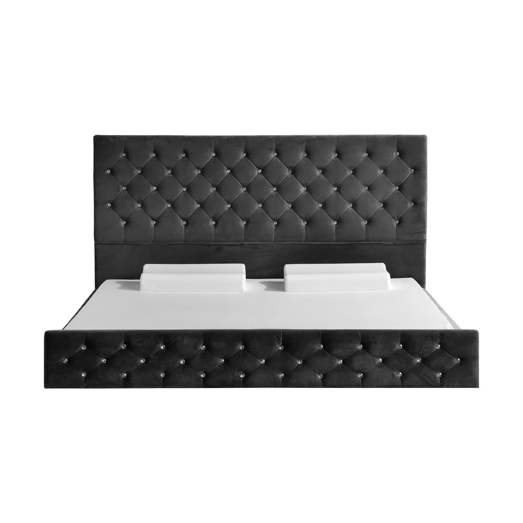 Levede Deluxe Wooden Bed Frame Base Mattress Platform Premium Fabric King Size