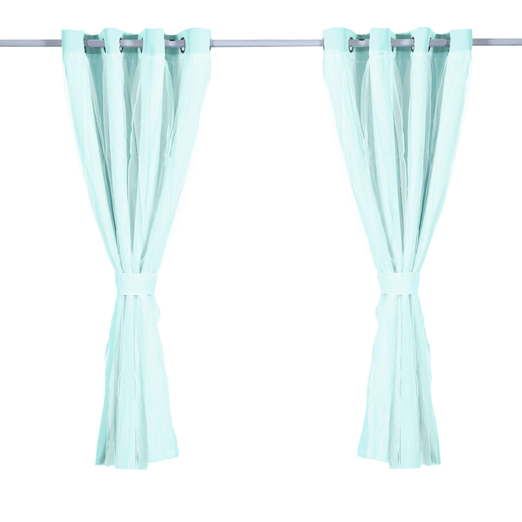 2x Blockout Curtains Panels 3 Layers with Gauze Room Darkening 140x244cm Aqua