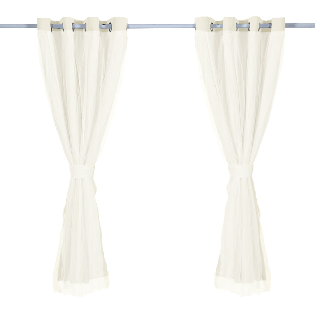 2x Blockout Curtains Panels 3 Layers with Gauze Room Darkening 140x213cm Sand