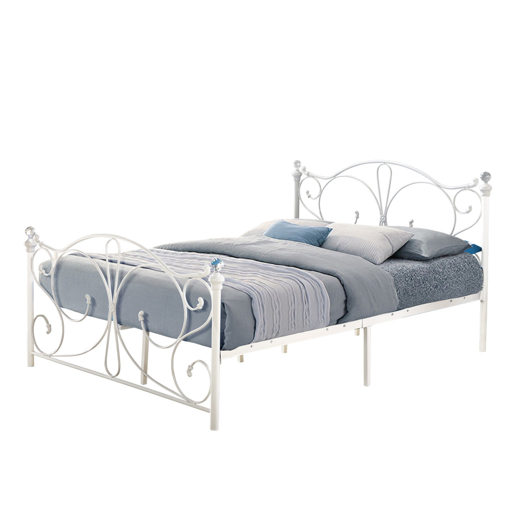 Levede Metal Bed Frame Ironline Bedroom Mattress Base King Single Size White