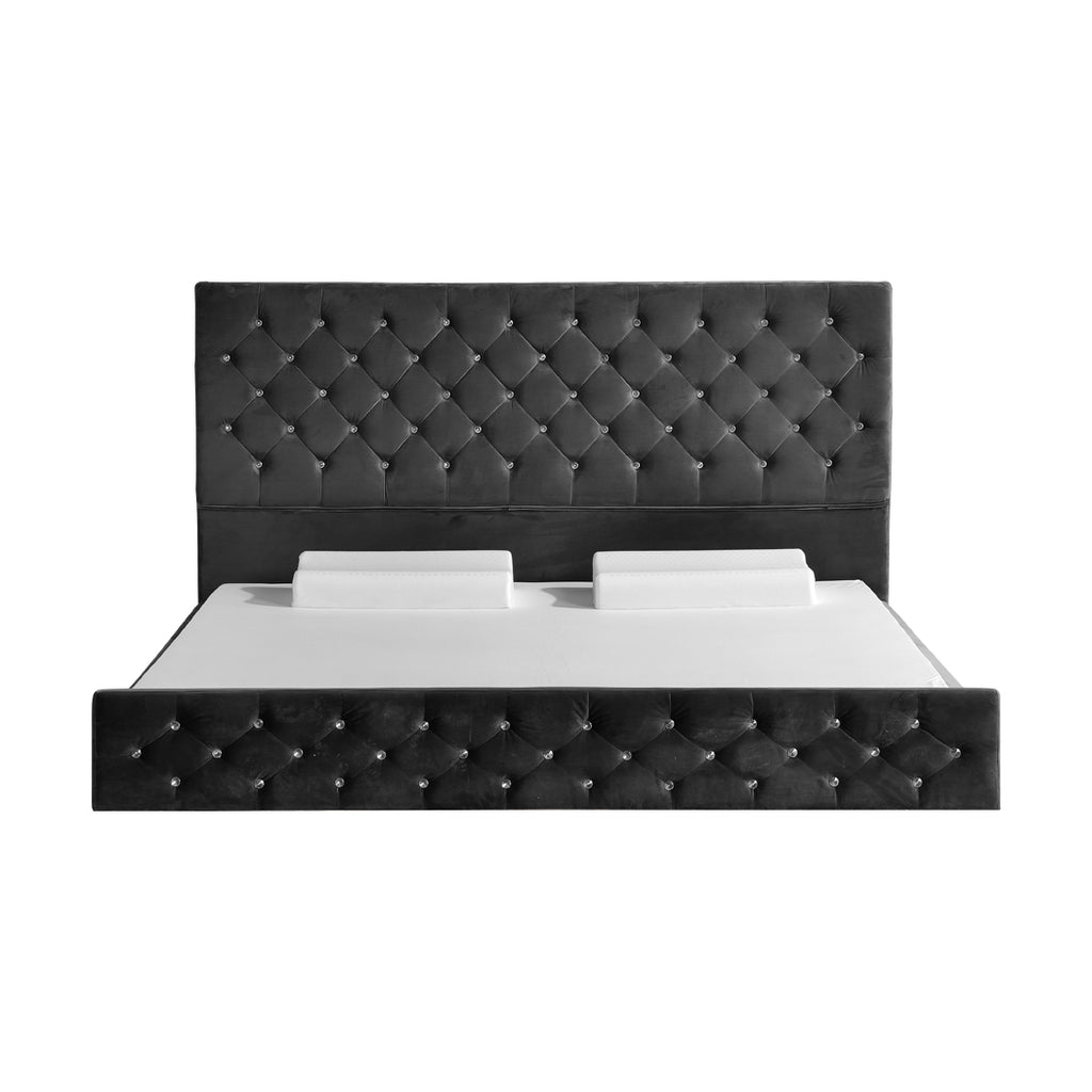 Levede Deluxe Wooden Bed Frame Base Mattress Platform Premium Fabric Queen Size