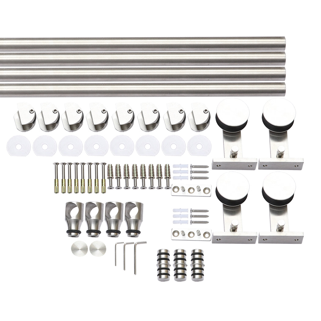 4M Antique Classic Style Double Sliding Barn Door Hardware Track Roller Kit