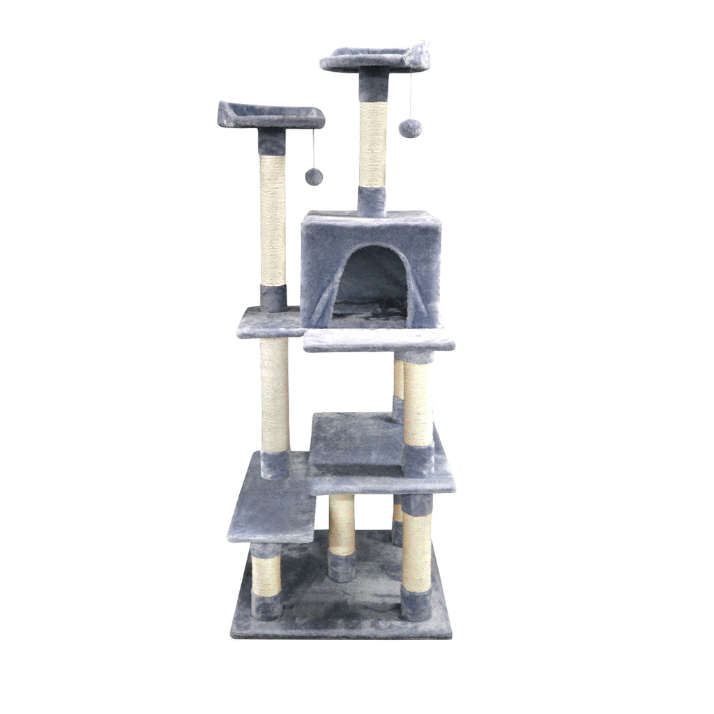 PaWz 1.7M Cat Scratching Post Tree Gym House Condo Furniture Scratcher Wood Grey