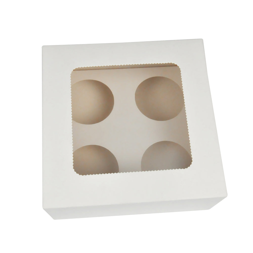 10 Pcs 4 Holes Cupcake Boxes Cupe Cake Box Window Face Cover and Inserts