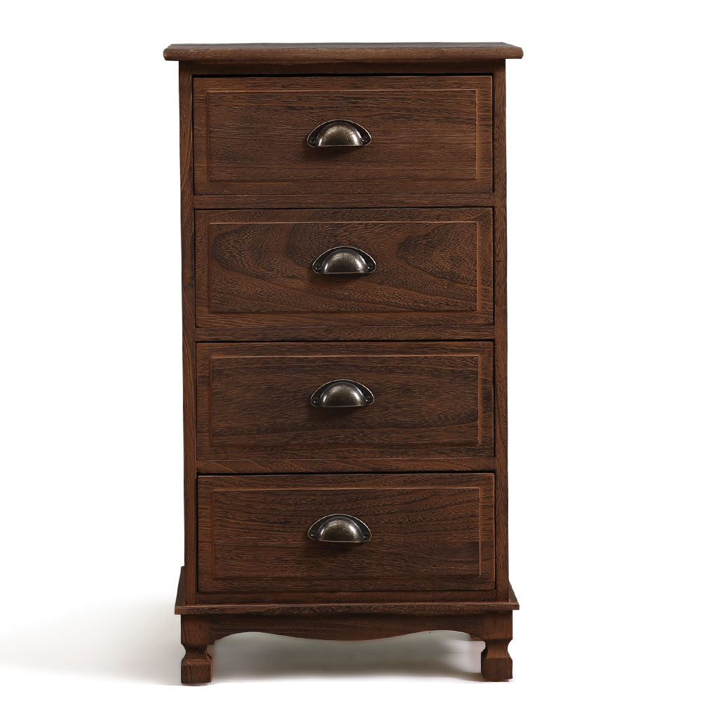 Levede Bedside Tables 4 Drawers Wood Vintage Storage Cabinet Bedroom Furniture