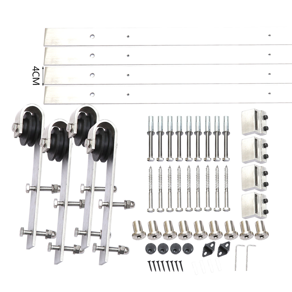 4M Antique Classic Style Double Sliding Barn Door Hardware Track Roller Kit