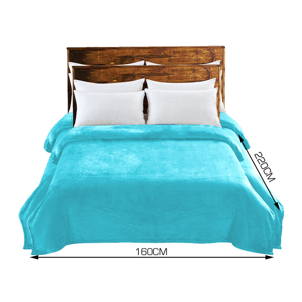 DreamZ 320GSM 220x160cm Ultra Soft Mink Blanket Warm Throw in Teal Colour