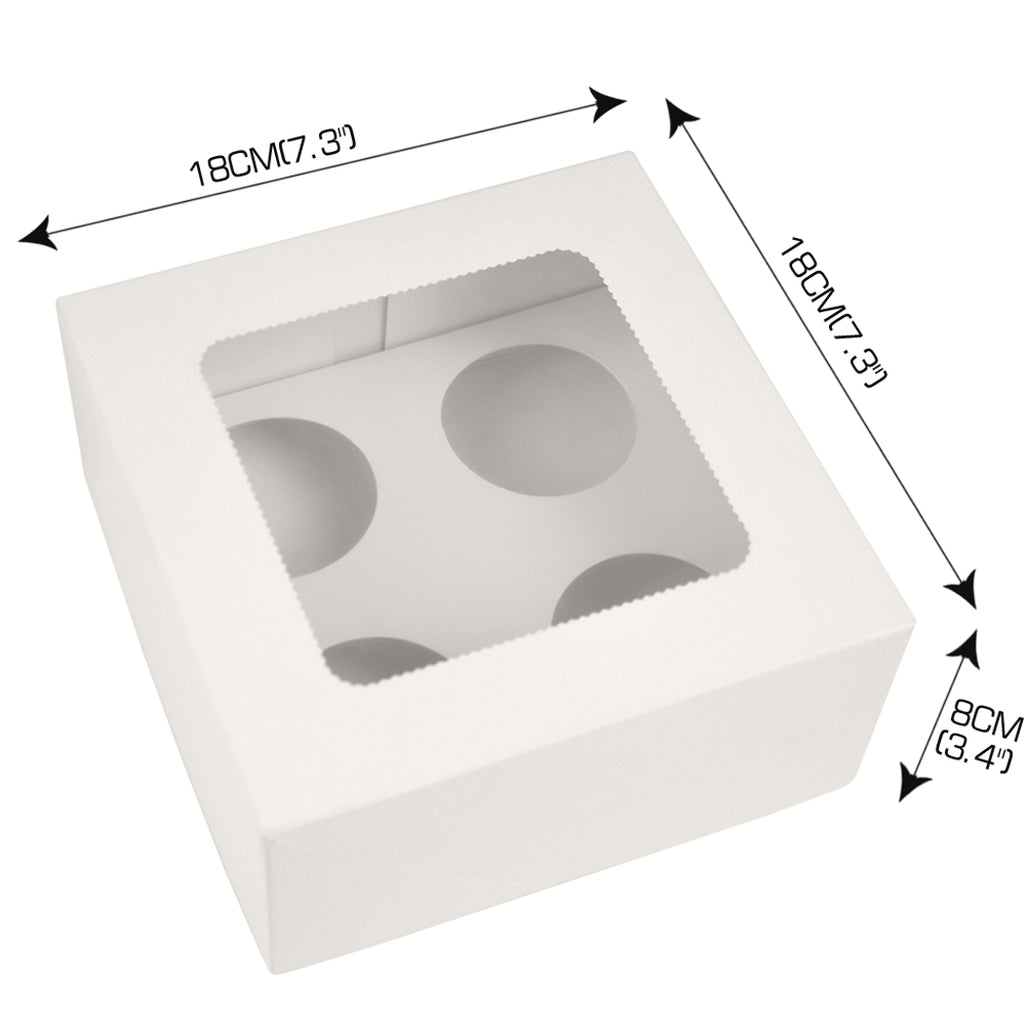 10 Pcs 4 Holes Cupcake Boxes Cupe Cake Box Window Face Cover and Inserts