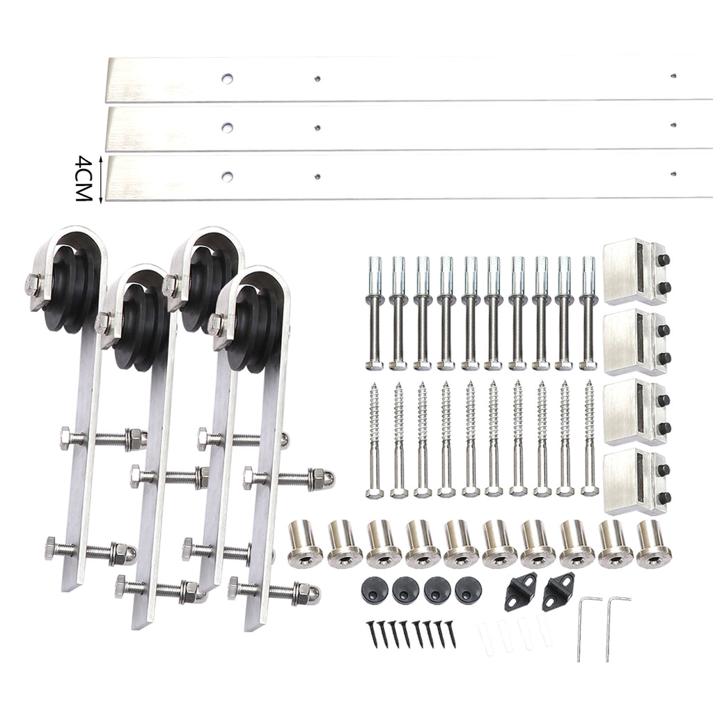 3.66M Antique Classic Style Double Sliding Barn Door Hardware Track Roller Kit