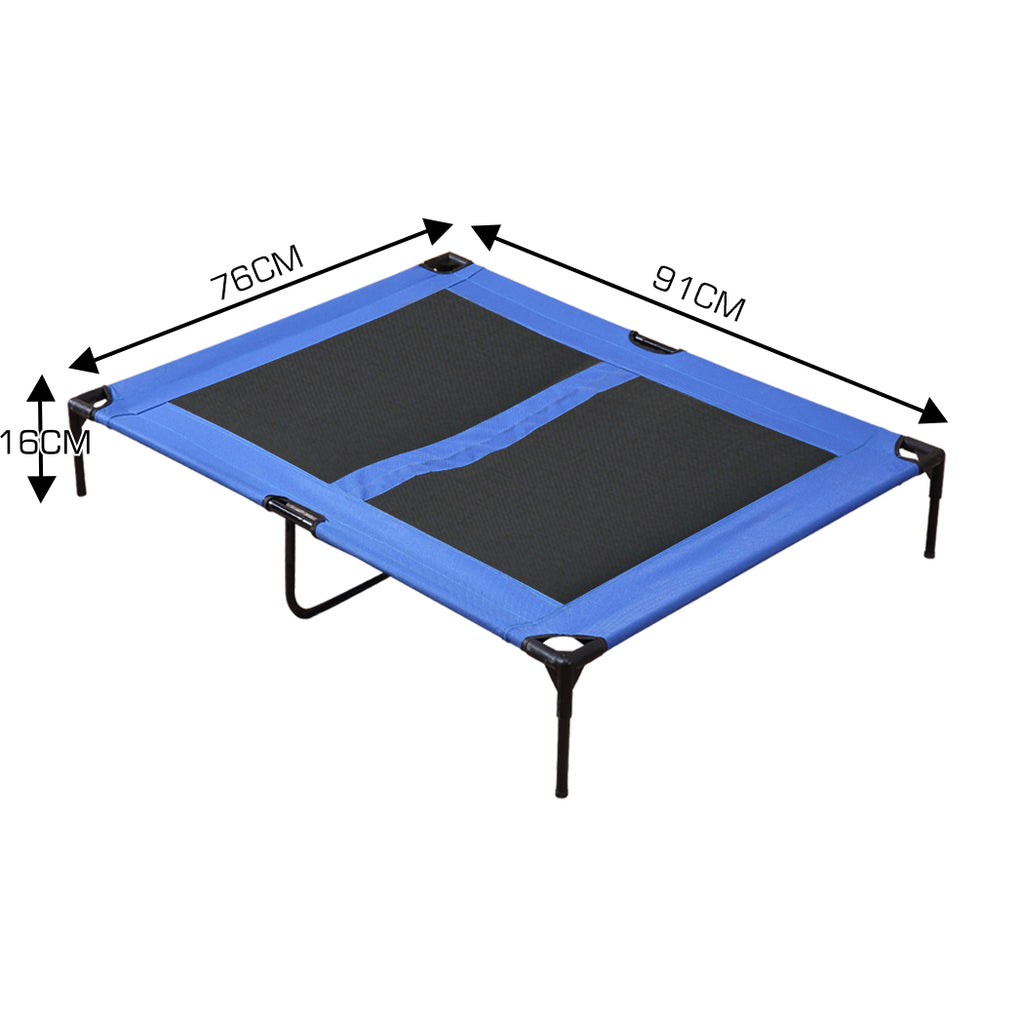 PaWz Heavy Duty Pet Bed Trampoline Dog Puppy Cat Hammock Mesh  Canvas L Blue