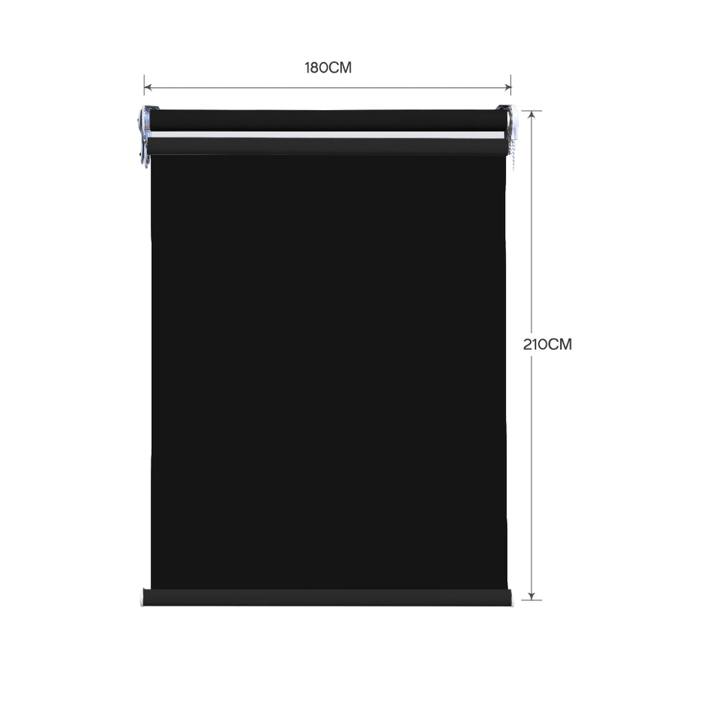 Modern Day/Night Double Roller Blinds Commercial Quality 180x210cm Black Black