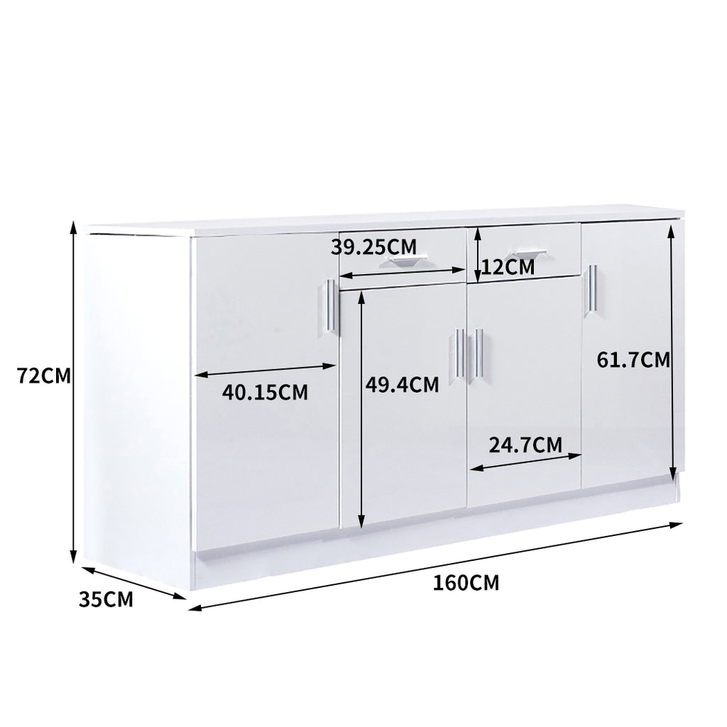 Levede Buffet Sideboard Storage Cabinet Artiss High Gloss Cupboard Drawers White