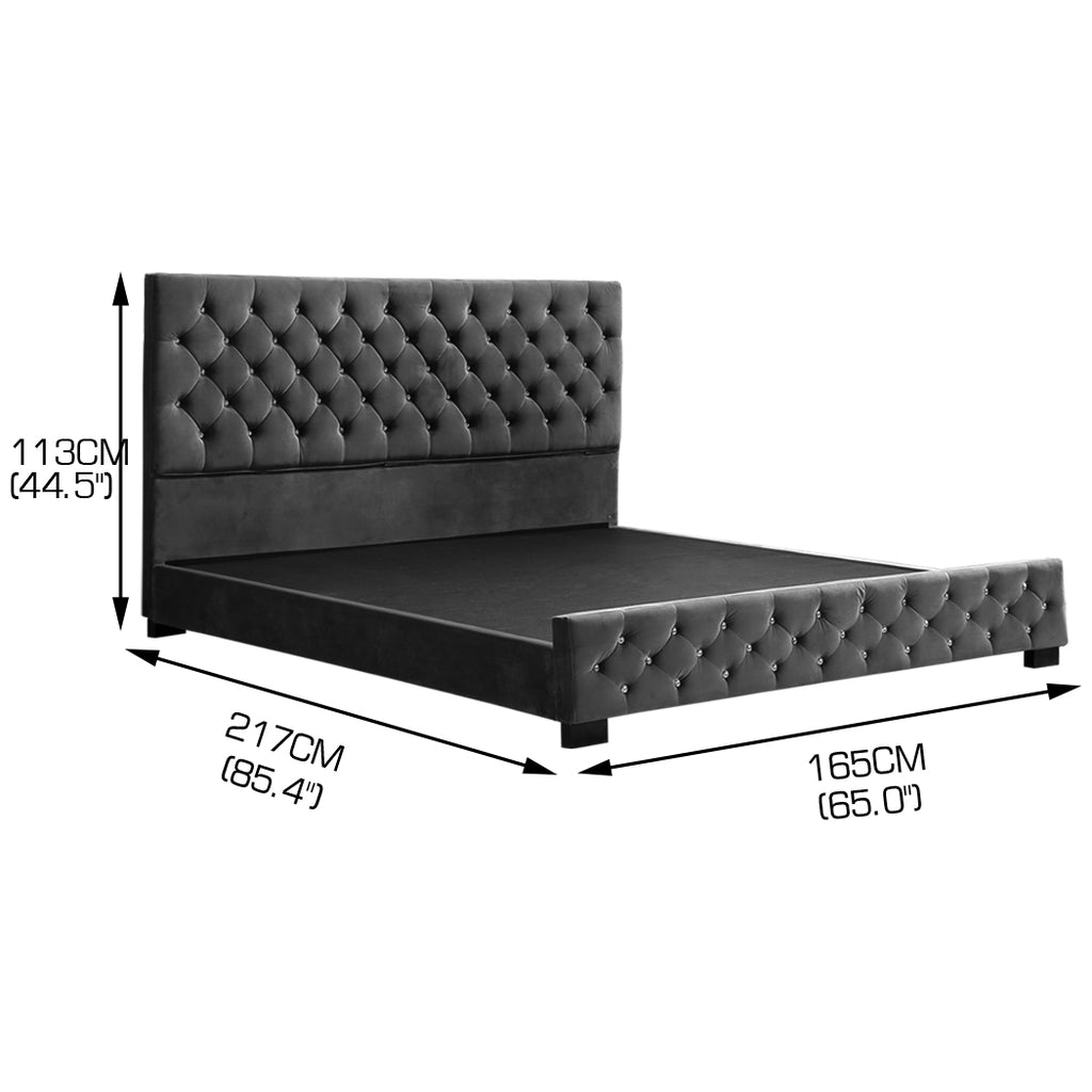 Levede Deluxe Wooden Bed Frame Base Mattress Platform Premium Fabric Queen Size