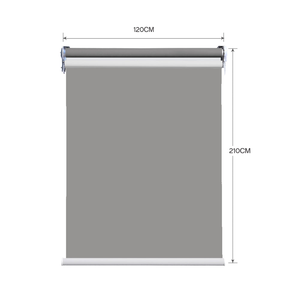 Modern Day/Night Double Roller Blinds Commercial Quality 120x210cm Grey Grey
