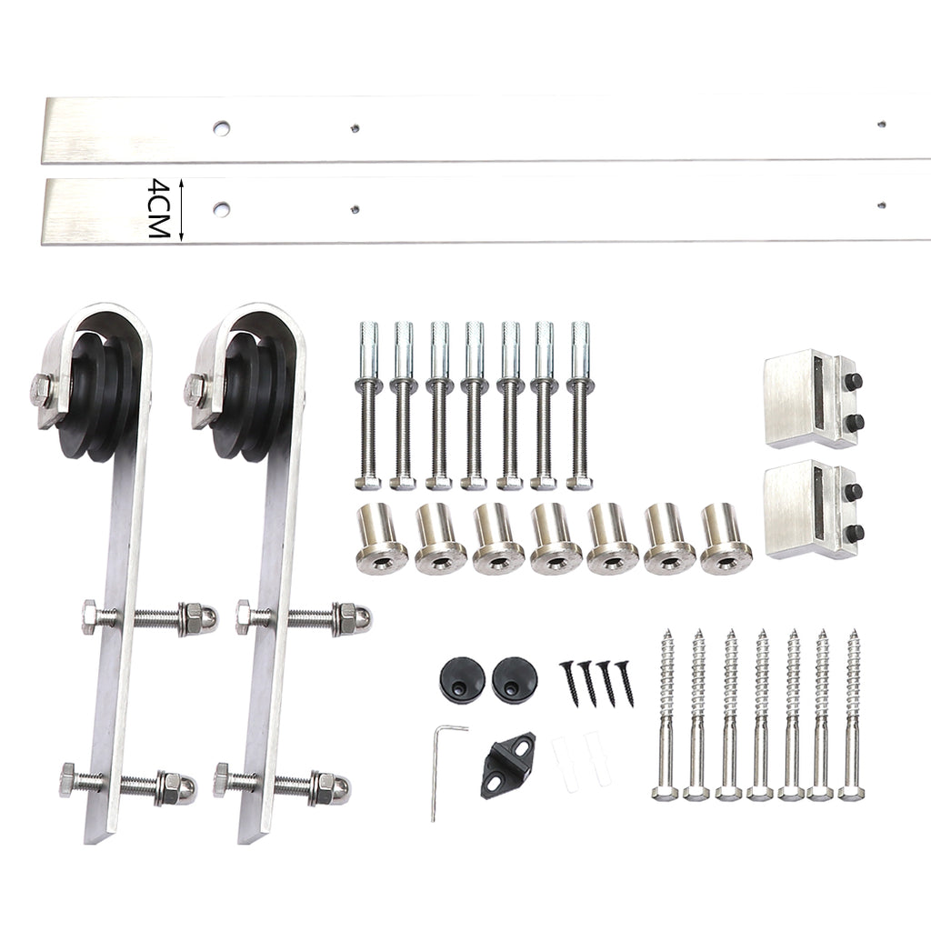 2.44M Antique Classic Style Single Sliding Barn Door Hardware Track Roller Kit