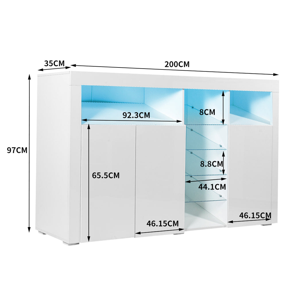 Levede Buffet Sideboard Storage Modern High Gloss Cabinet Cupboard White